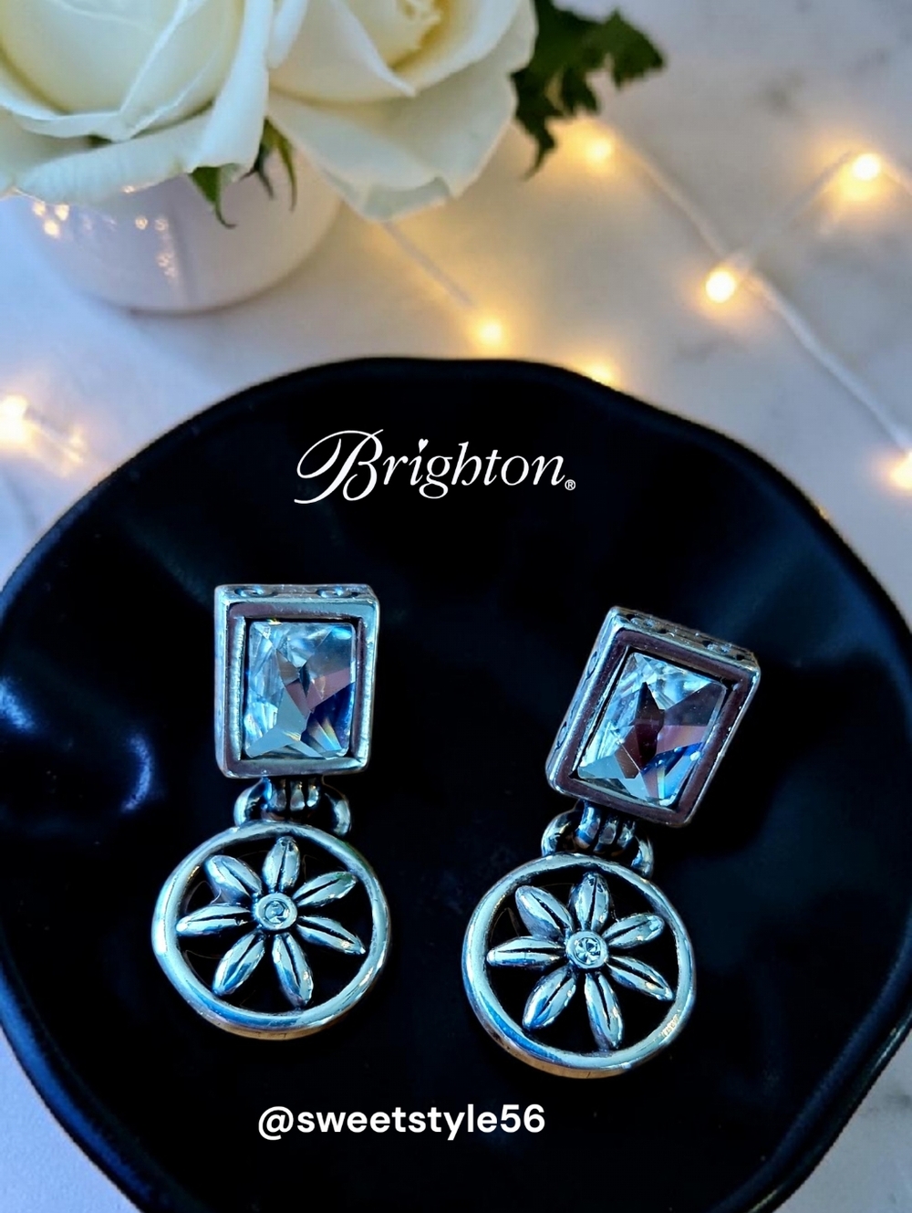 BRIGHTON "Summerville" Silver and Crystal Drop Earrings WEDDING READY